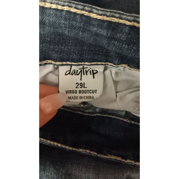 Daytrip 29 Long Virgo Bootcut Denim Medium Wash Boho Biker Embellished Jeans - Picture 6 of 6